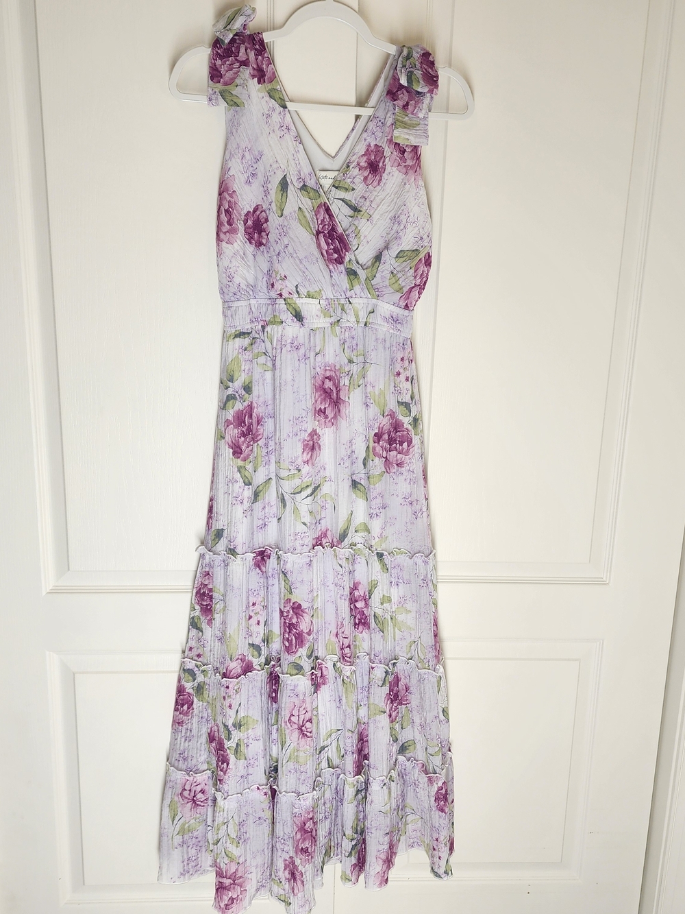 Kate and Lily Floral Maxi Dress Size 6 Tie Shoulder Tiered Boho Spring